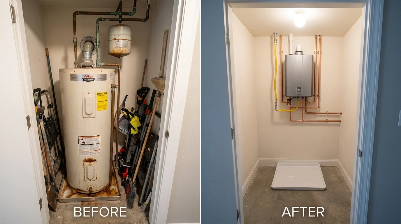 Tank water heater versus wall-mounted tankless unit comparison for Cicero, IL homeowners